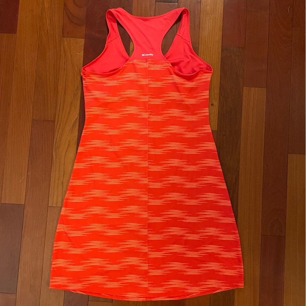 Columbia Sportswear Prima Agua Dress Dress Large Red Orange Stripe - Picture 3 of 7